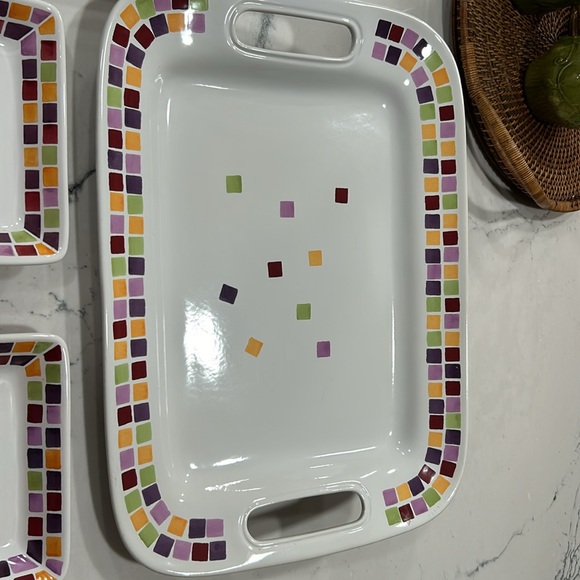 Pampered Chef “Simple Additions” Serving Tray/Platter + 4 Matching Plates - Picture 2 of 8